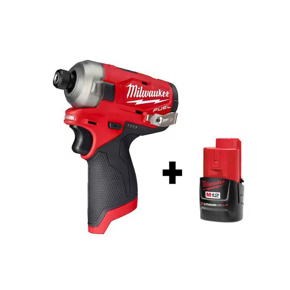 M12 FUEL SURGE 12-Volt 1/4 In. Lithium-Ion Brushless Cordless Hex Impact Driver with M12 2.0Ah Battery